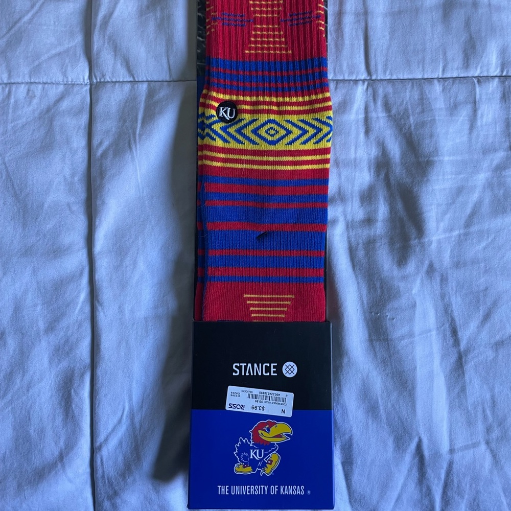 SOLD Kansas stance socks large l men’s NCAA basketball sock NWT